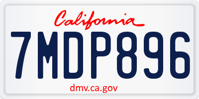 CA license plate 7MDP896