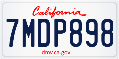 CA license plate 7MDP898