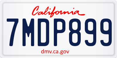 CA license plate 7MDP899