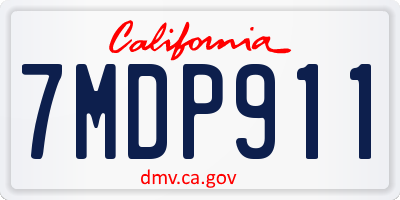 CA license plate 7MDP911