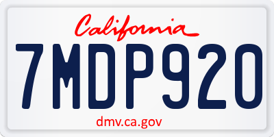 CA license plate 7MDP920
