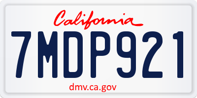 CA license plate 7MDP921