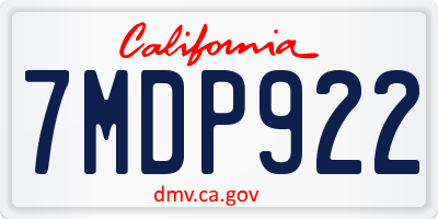 CA license plate 7MDP922