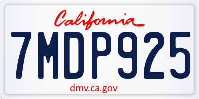 CA license plate 7MDP925