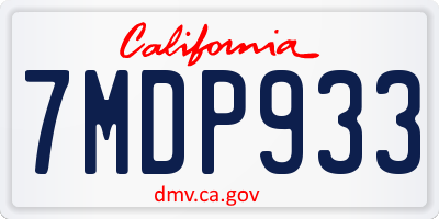 CA license plate 7MDP933