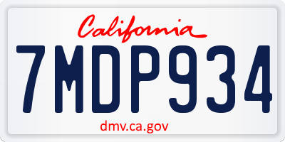 CA license plate 7MDP934
