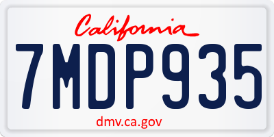 CA license plate 7MDP935
