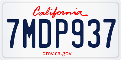 CA license plate 7MDP937