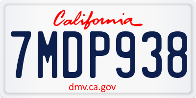 CA license plate 7MDP938