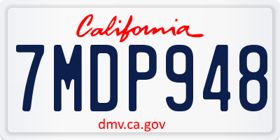 CA license plate 7MDP948