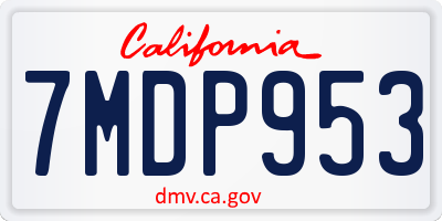 CA license plate 7MDP953