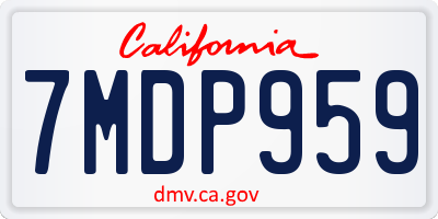 CA license plate 7MDP959