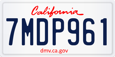 CA license plate 7MDP961