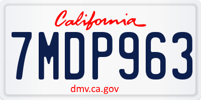 CA license plate 7MDP963