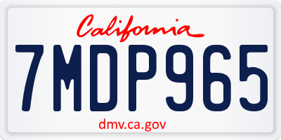 CA license plate 7MDP965