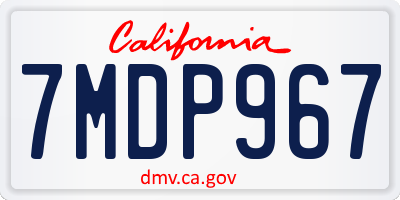 CA license plate 7MDP967