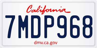 CA license plate 7MDP968