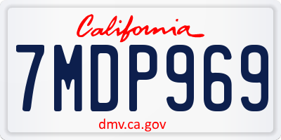 CA license plate 7MDP969