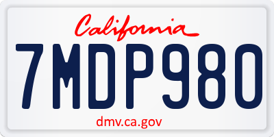 CA license plate 7MDP980