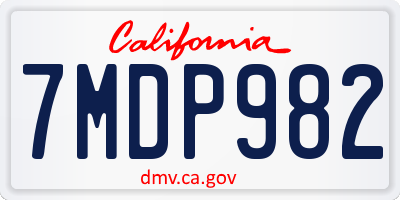 CA license plate 7MDP982