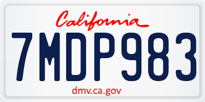 CA license plate 7MDP983