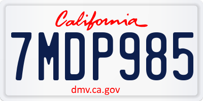 CA license plate 7MDP985