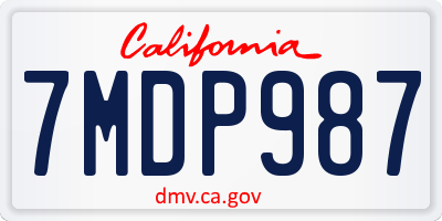 CA license plate 7MDP987