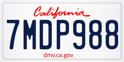 CA license plate 7MDP988