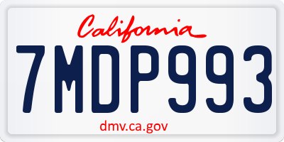 CA license plate 7MDP993