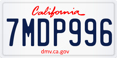 CA license plate 7MDP996