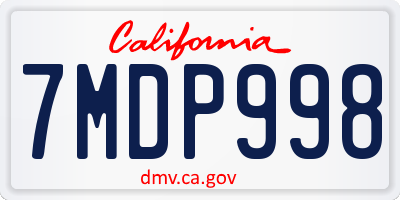 CA license plate 7MDP998