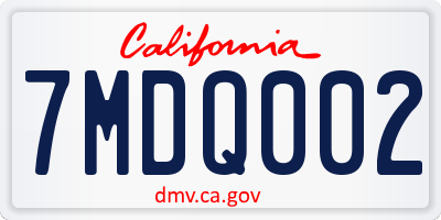 CA license plate 7MDQ002