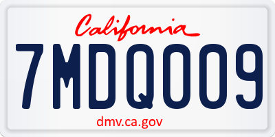 CA license plate 7MDQ009