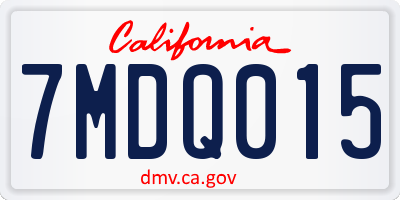 CA license plate 7MDQ015