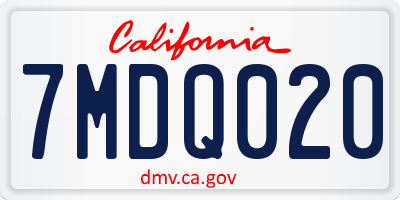 CA license plate 7MDQ020