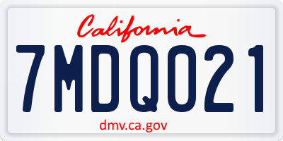 CA license plate 7MDQ021