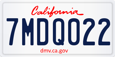 CA license plate 7MDQ022