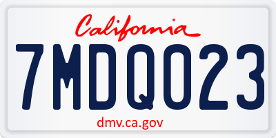CA license plate 7MDQ023