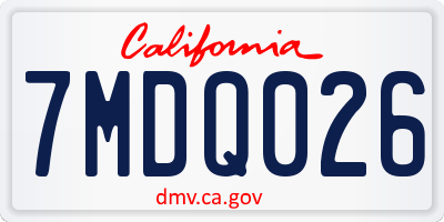 CA license plate 7MDQ026