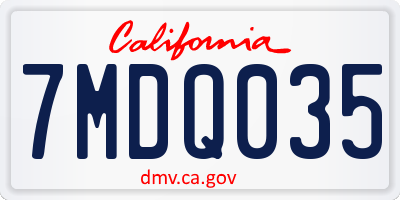 CA license plate 7MDQ035