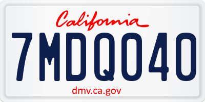 CA license plate 7MDQ040