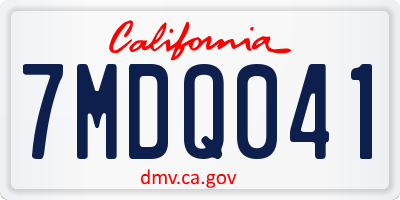 CA license plate 7MDQ041