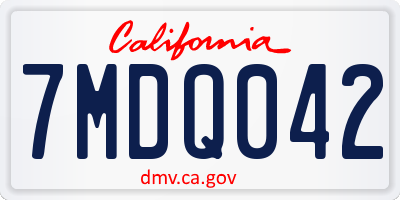 CA license plate 7MDQ042