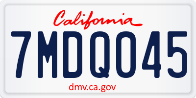 CA license plate 7MDQ045