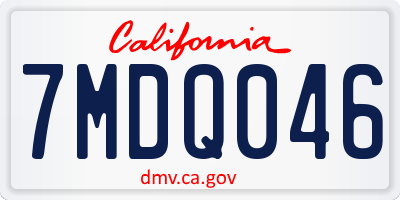 CA license plate 7MDQ046