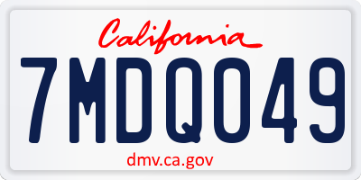 CA license plate 7MDQ049