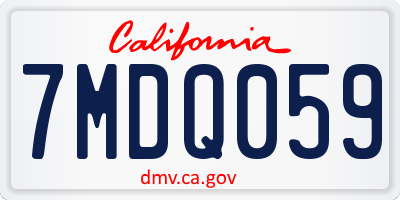 CA license plate 7MDQ059