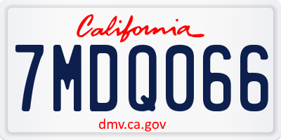 CA license plate 7MDQ066