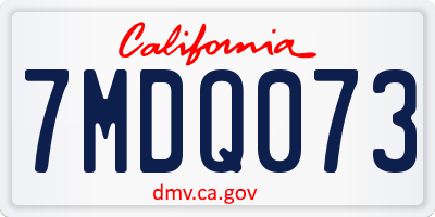 CA license plate 7MDQ073