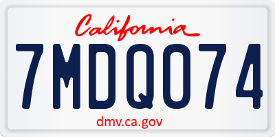 CA license plate 7MDQ074